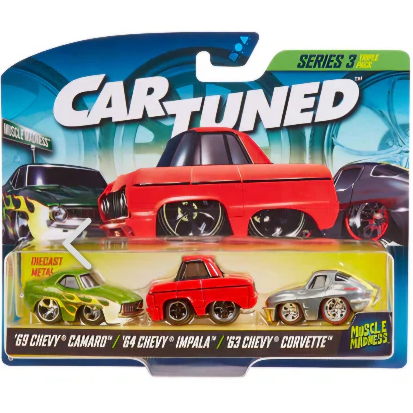 NEW 2025 CAR TUNED SERIES 3 MUSCLE MADNESS 3 PACK CAMARO, IMPALA & CORVETTE