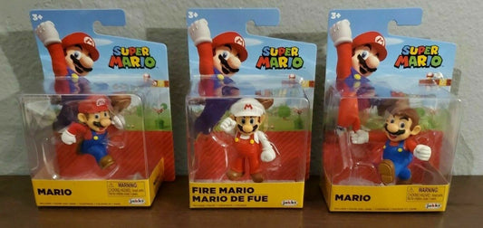 LOT OF 3 JAKKS SUPER MARIO FIGURES- (2) MARIO & (1) FIRE MARIO SEALED