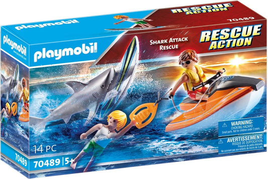 Playmobil 70489 Rescue Action Shark Attack Rescue 14 Pieces Building Toy Kit