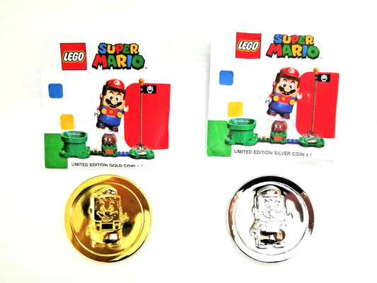 GOLD & SILVER Set Of 2 New LEGO Super Mario Coins LIMITED EDITION EXCLUSIVE