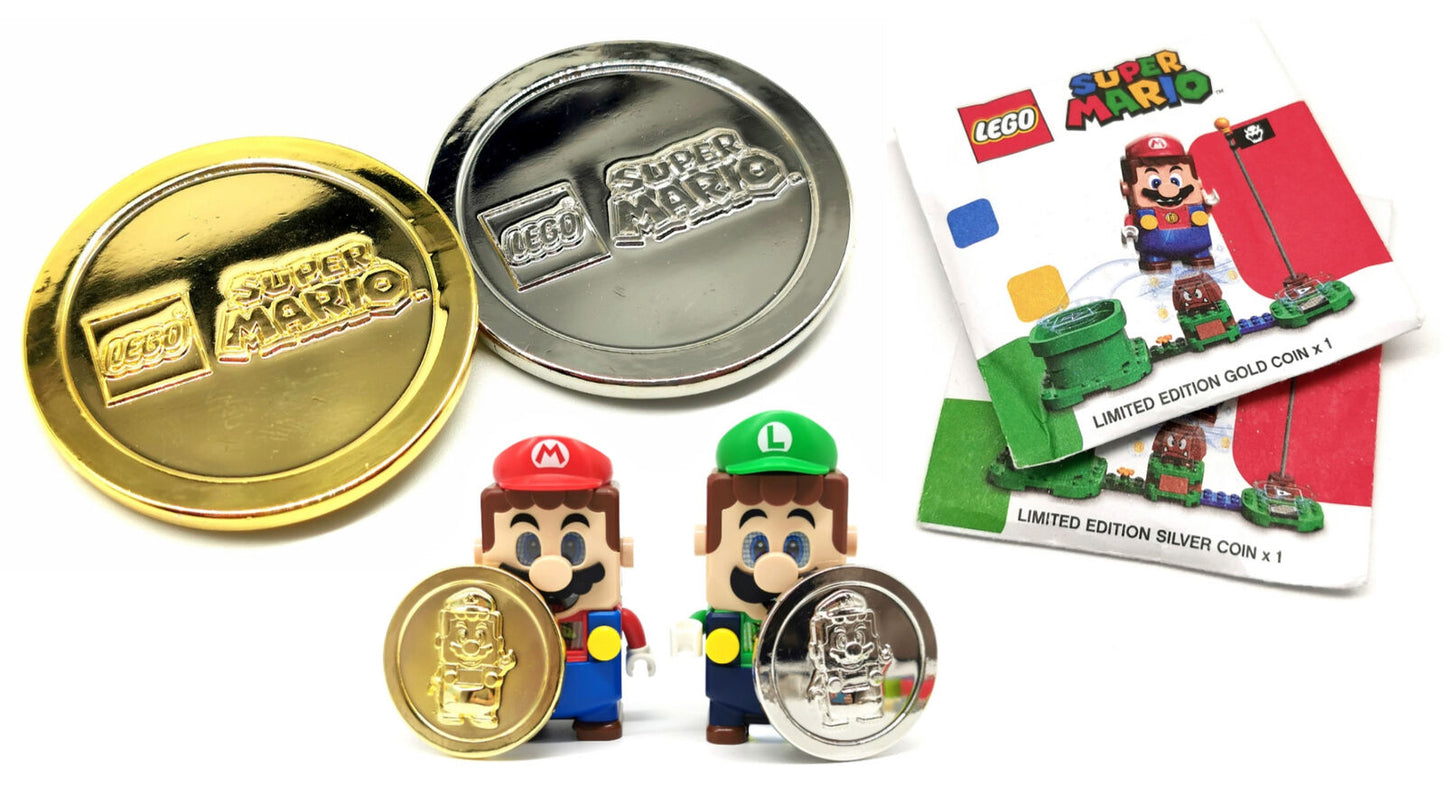 GOLD & SILVER Set Of 2 New LEGO Super Mario Coins LIMITED EDITION EXCLUSIVE