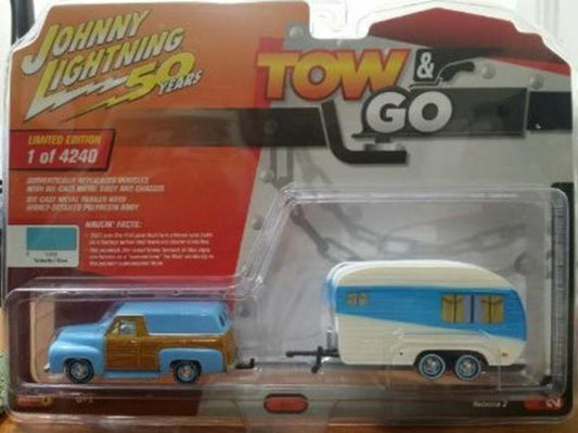 Johnny Lightning Tow And Go 1955 Ford Panel Delivery W/ Trailer