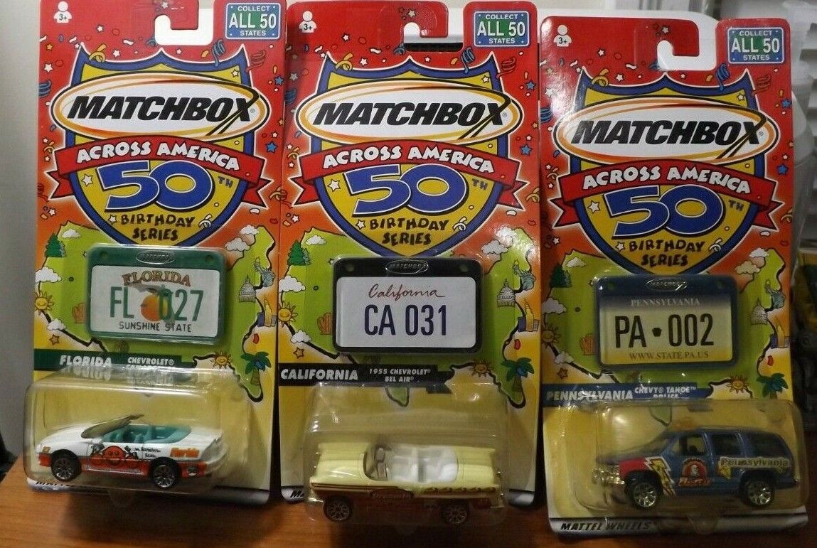 Set of 3 Matchbox Across America 50th Birthday Series! Rare!!!